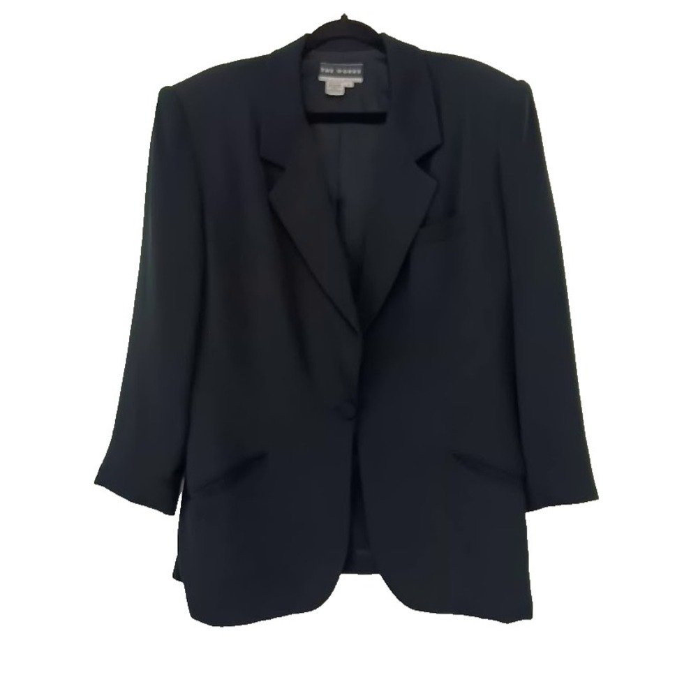 The Works by Saks Fifth Avenue Women's Blazer 100% Silk Size 12 Black